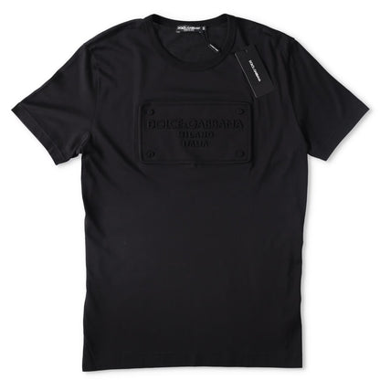 DOLCE & GABBANA Mens T-Shirt Fu7Eq+Embossing Nero Black Short Sleeve 52 RRP 475 — View 9