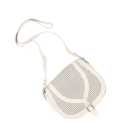 JUST CAVALLI Womens Saddle Handbag Beige Buckle Closure Matte Leather S RRP 300 — View 4