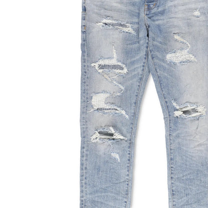 PURPLE BRAND Mens Light Indigo Vintage Ripped Skinny Jeans 5 Pocket 33 RRP 275 — View 2
