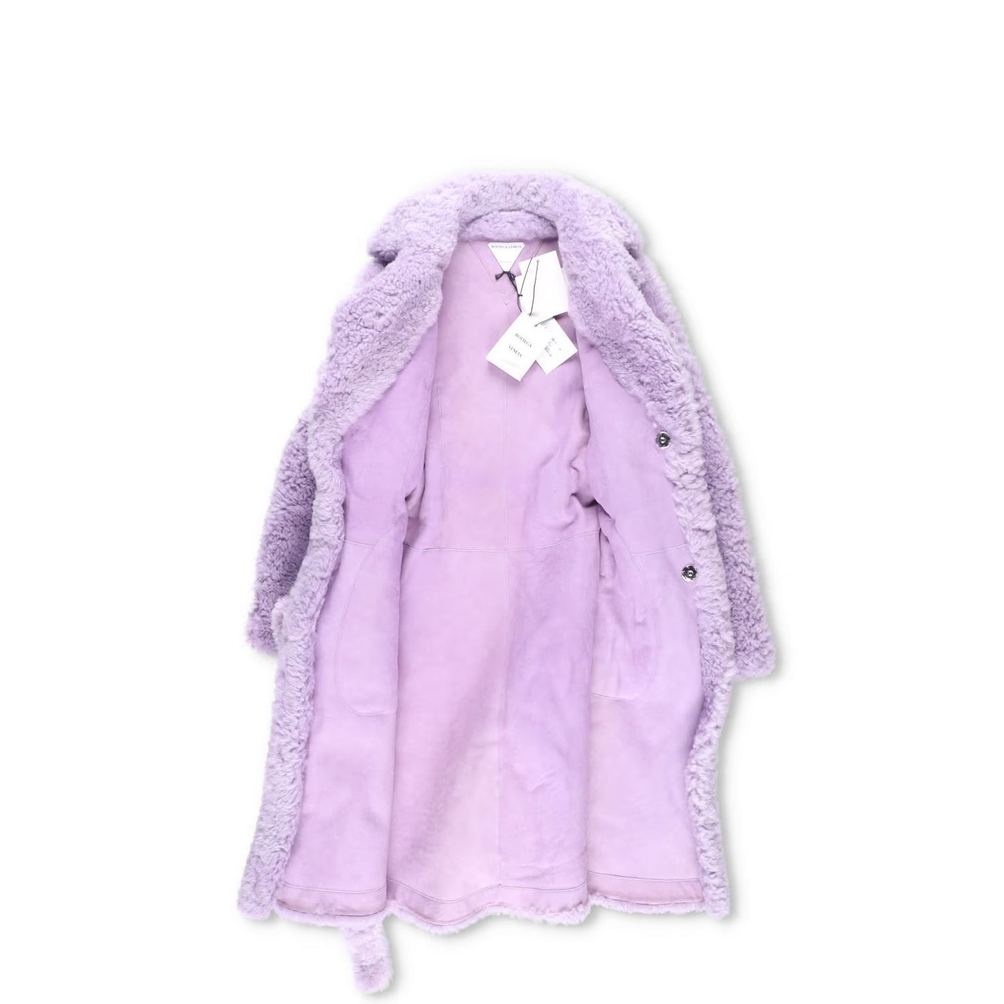 BOTTEGA VENETA Womens Wool Kimono Gown Purple Fur Trim Belted Collar 38 RRP 7000 — View 8