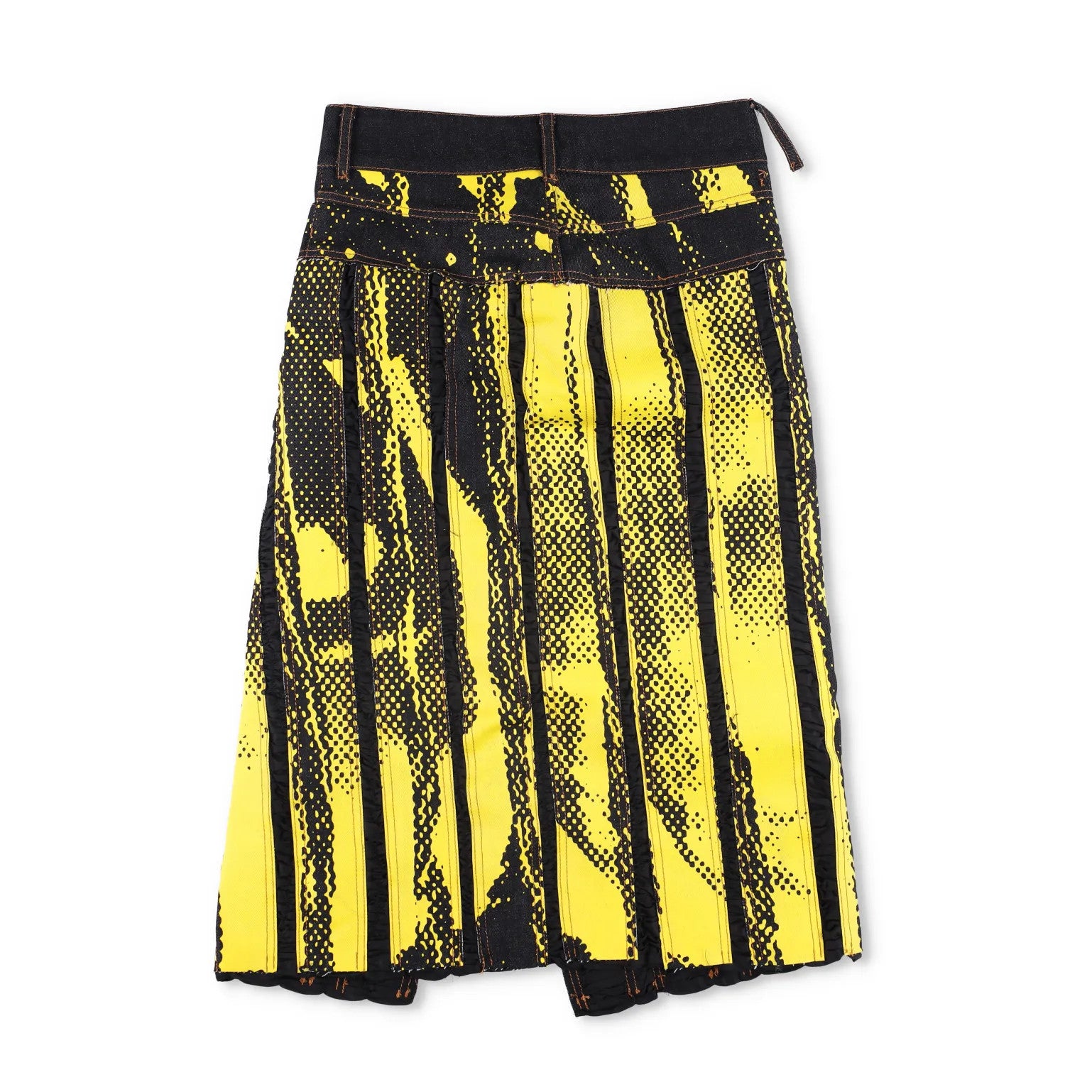 FEBEN Womens Charriot Biker Skirt Yellow Denim Button Striped Knee 34 RRP 1235 — View 6