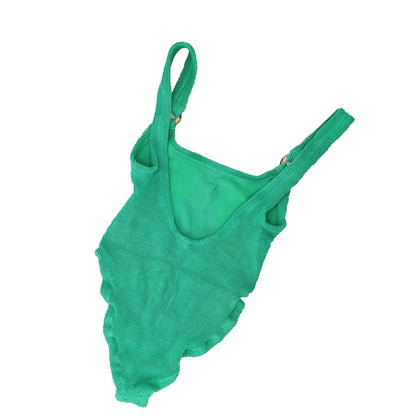 HUNZA G Womens Domino Swimdress Emerald Green Crinkle One Piece One Size RRP 150 — View 6