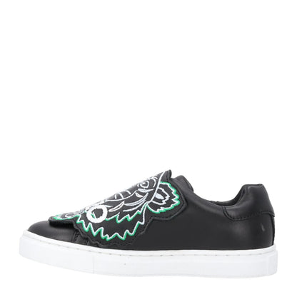 KENZO Kids Leather Basket Leather Low Top Black Slip On Sneakers UK C1 RRP 255 — View 4