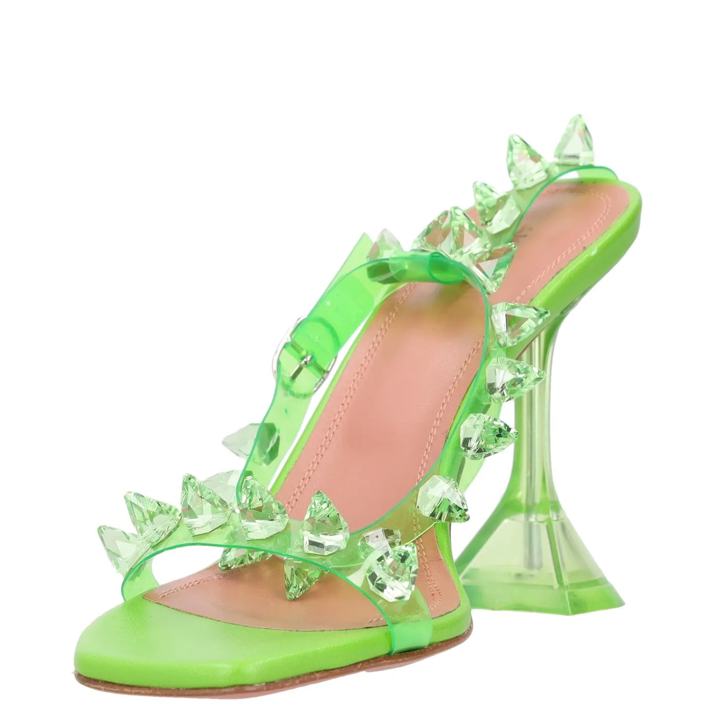 AMINA MUADDI Womens Slingback Heels Synthetic Green Studded Open Toe UK 3 RRP550 — View 3