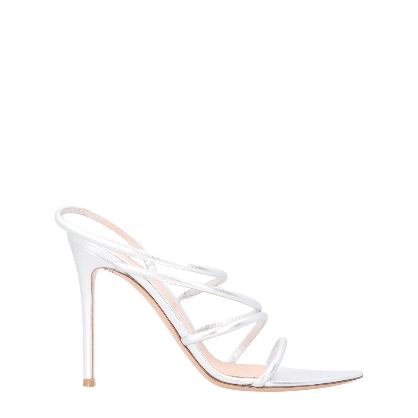 GIANVITO ROSSI Womens Ettie Silver Leather Strappy Stiletto Sandals UK 7 RRP 756