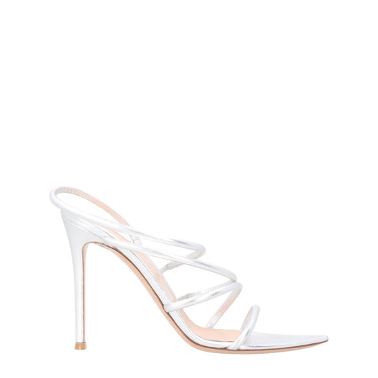 GIANVITO ROSSI Womens Ettie Silver Leather Strappy Stiletto Sandals UK 7 RRP 756