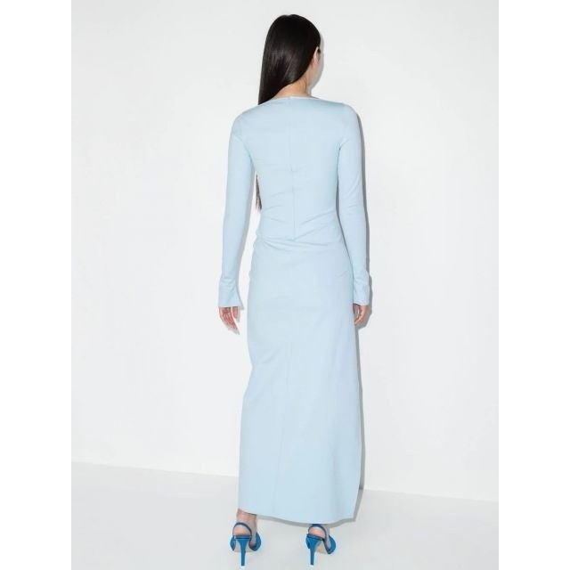 THE ATTICO Light Blue Maxi Dress Slit Blue Lawrence Size 40 RRP850 — View 4