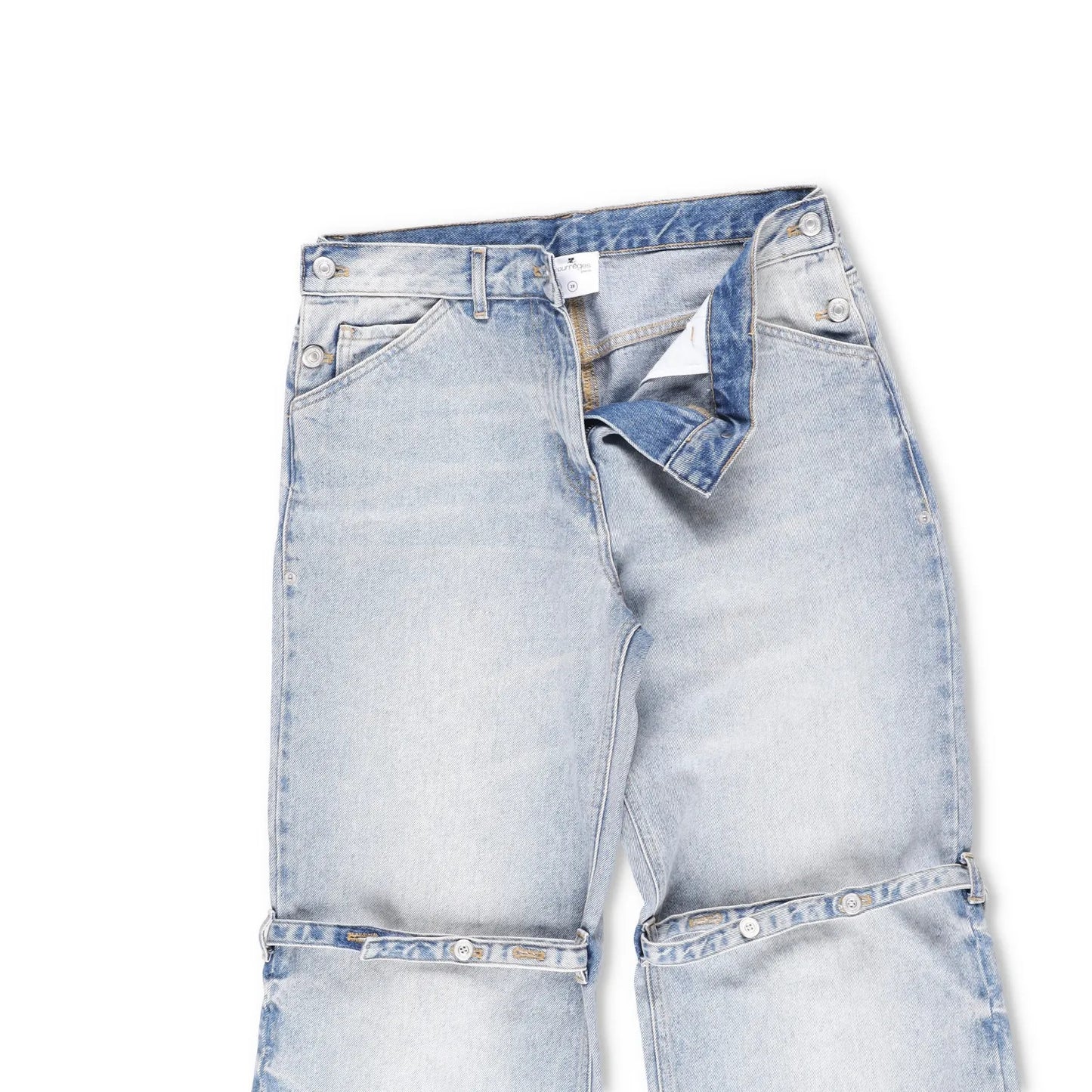 COURREGES Womens Sailor Blue Denim Baggy Pants Wide Leg Jeans Size 38 RRP 500 — View 6