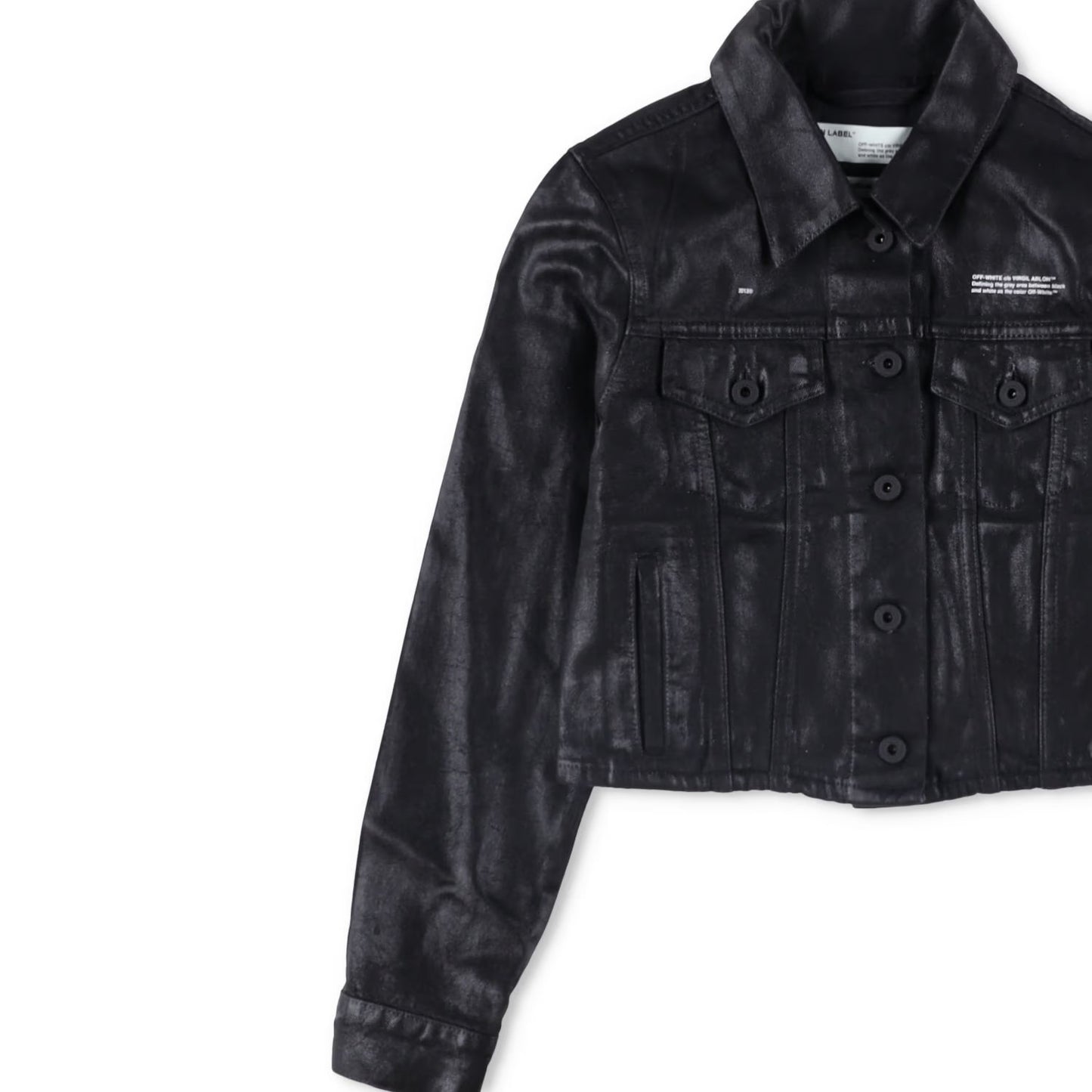 OFF-WHITE Womens Cropped Jacket Black Cotton Button Closure Size 38 RRP 850 — View 4