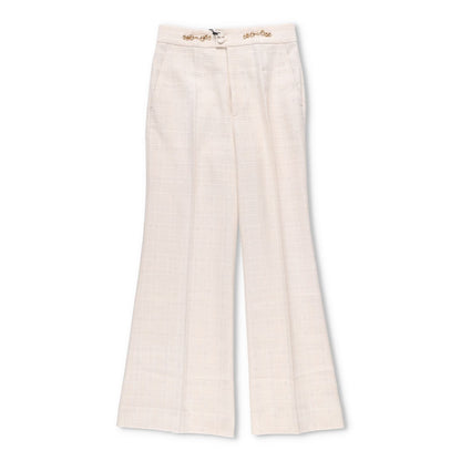 GUCCI Womens Trousers Ivory Cotton Wool Blend Check Flared Leg 40 RRP 550