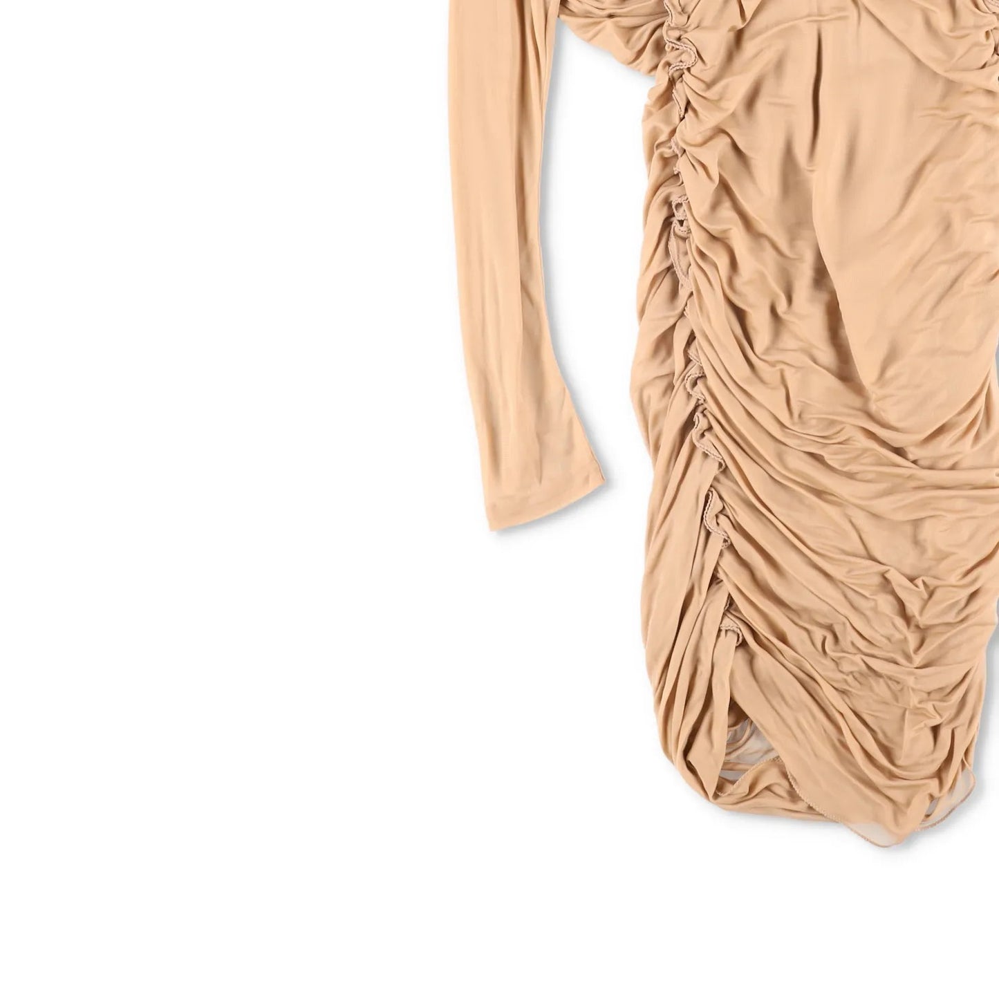 SAINT LAURENT Womens Slip Dress Mini V-Neck Long Sleeve Ruched Silk 34 RRP 2555 — View 4