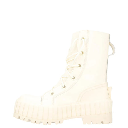 MM6 MARGIELA Womens Combat Boots White Leather Chunky Sole EU 37.5 RRP 375 — View 3