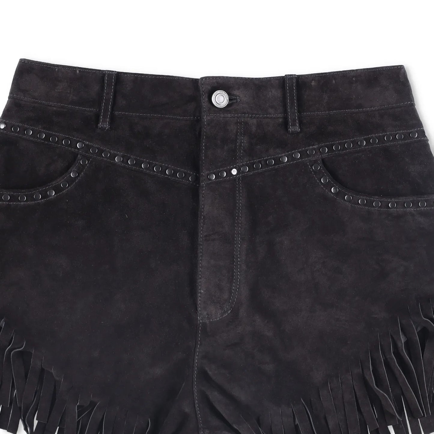 SAINT LAURENT Womens Shorts Black Leather Fringe Accents Size 40 RRP 1500 — View 2
