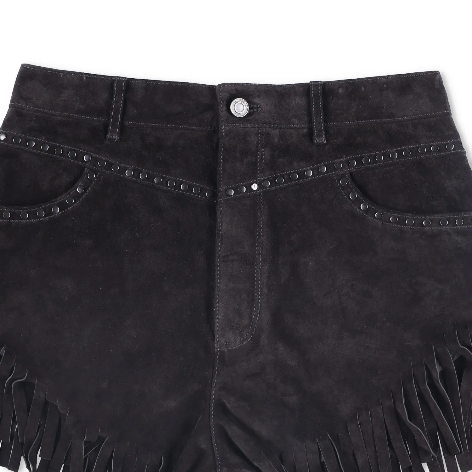 SAINT LAURENT Womens Shorts Black Leather Fringe Accents Size 40 RRP 1500 — View 2