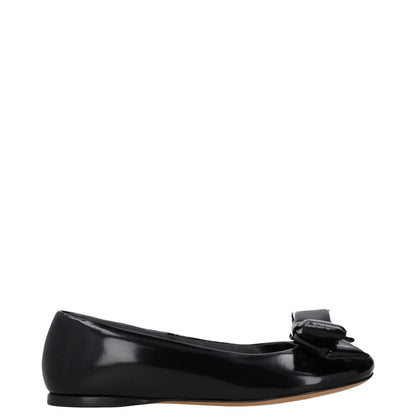 LOEWE Womens Flats Black Patent Leather Bow Detail Slip On Round Toe UK4 RRP 500