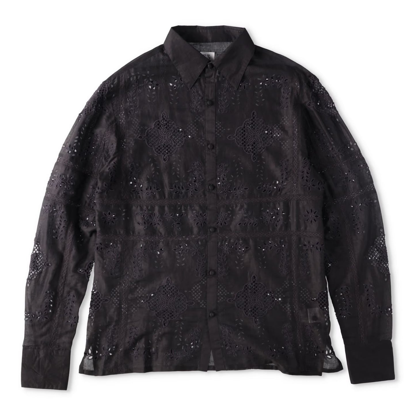 73 LONDON Mens Cut Work Broderie Long Sleeve Shirt Button-Up Black 42 RRP 443.9