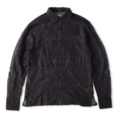 73 LONDON Mens Cut Work Broderie Long Sleeve Shirt Button-Up Black 42 RRP 443.9