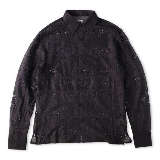 73 LONDON Mens Cut Work Broderie Long Sleeve Shirt Button-Up Black 42 RRP 443.9