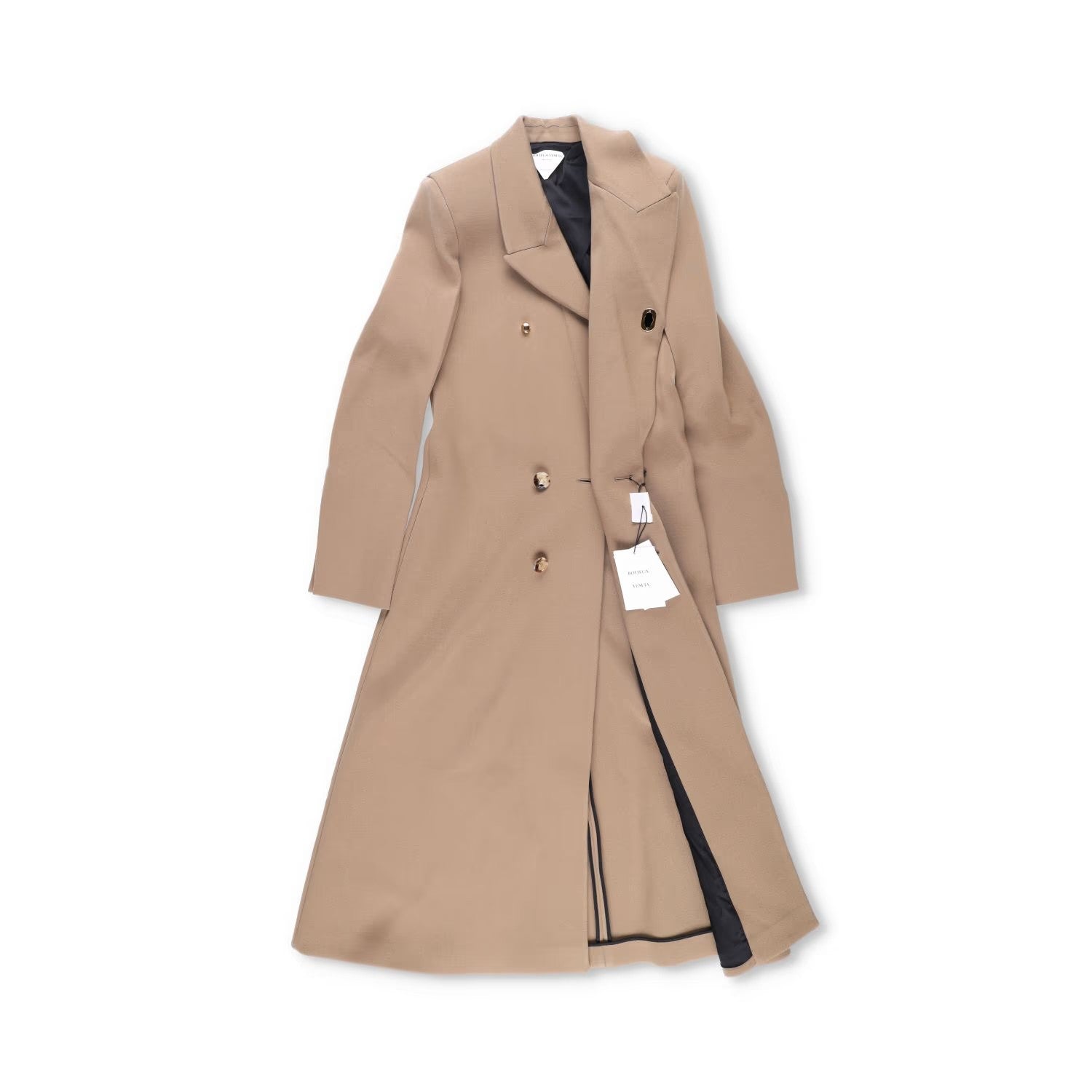 BOTTEGA VENETA Womens Long Beige Wool Coat Double Breasted Size 38 RRP 3500 — View 7