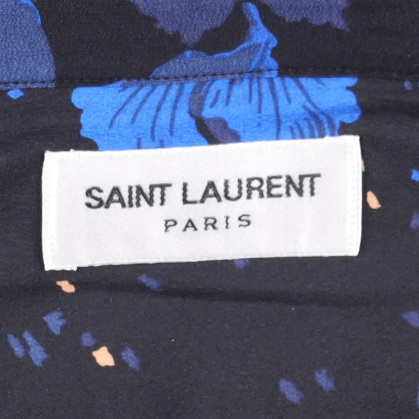 SAINT LAURENT Mens Shirt Silk Print Button-Up Black Short Sleeve Size 41 RRP 950 — View 7