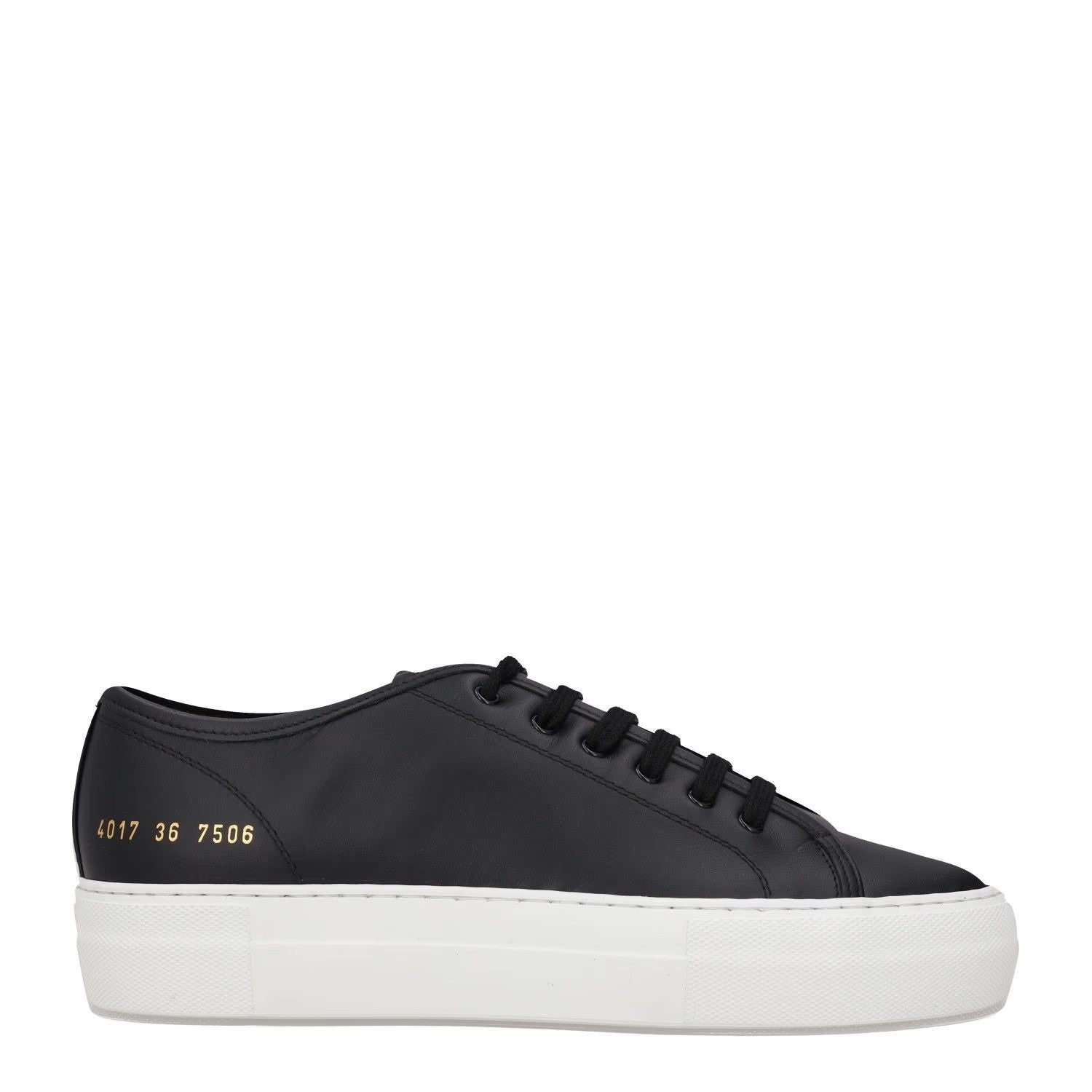 COMMON PROJECTS Womens Trainers Black Leather White Sole Low Top UK 3 RRP 435