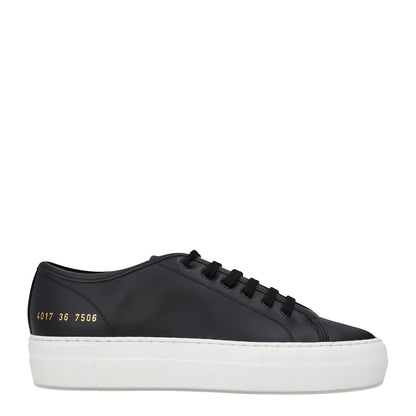 COMMON PROJECTS Womens Trainers Black Leather White Sole Low Top UK 3 RRP 435