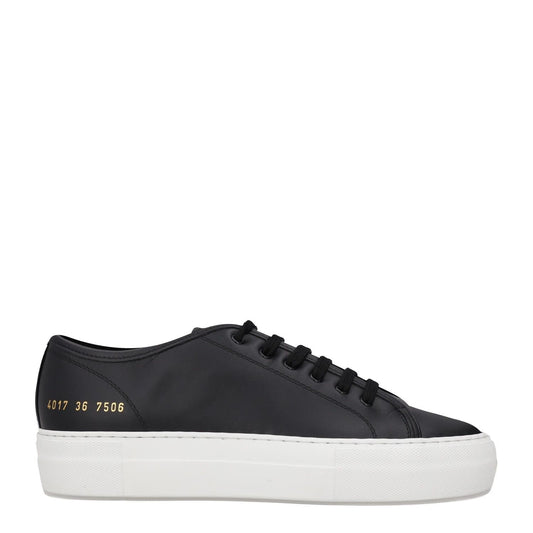 COMMON PROJECTS Womens Trainers Black Leather White Sole Low Top UK 3 RRP 435