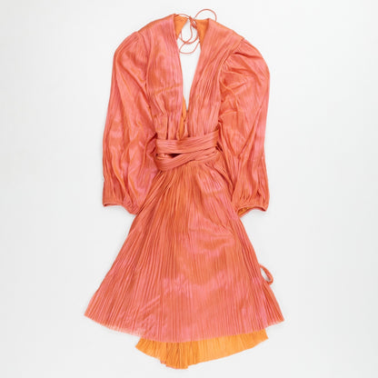 MARIA LUCIA HOHAN Sandra Mini Dress Orange Foiled Silk Size 34 RRP1850 — View 2