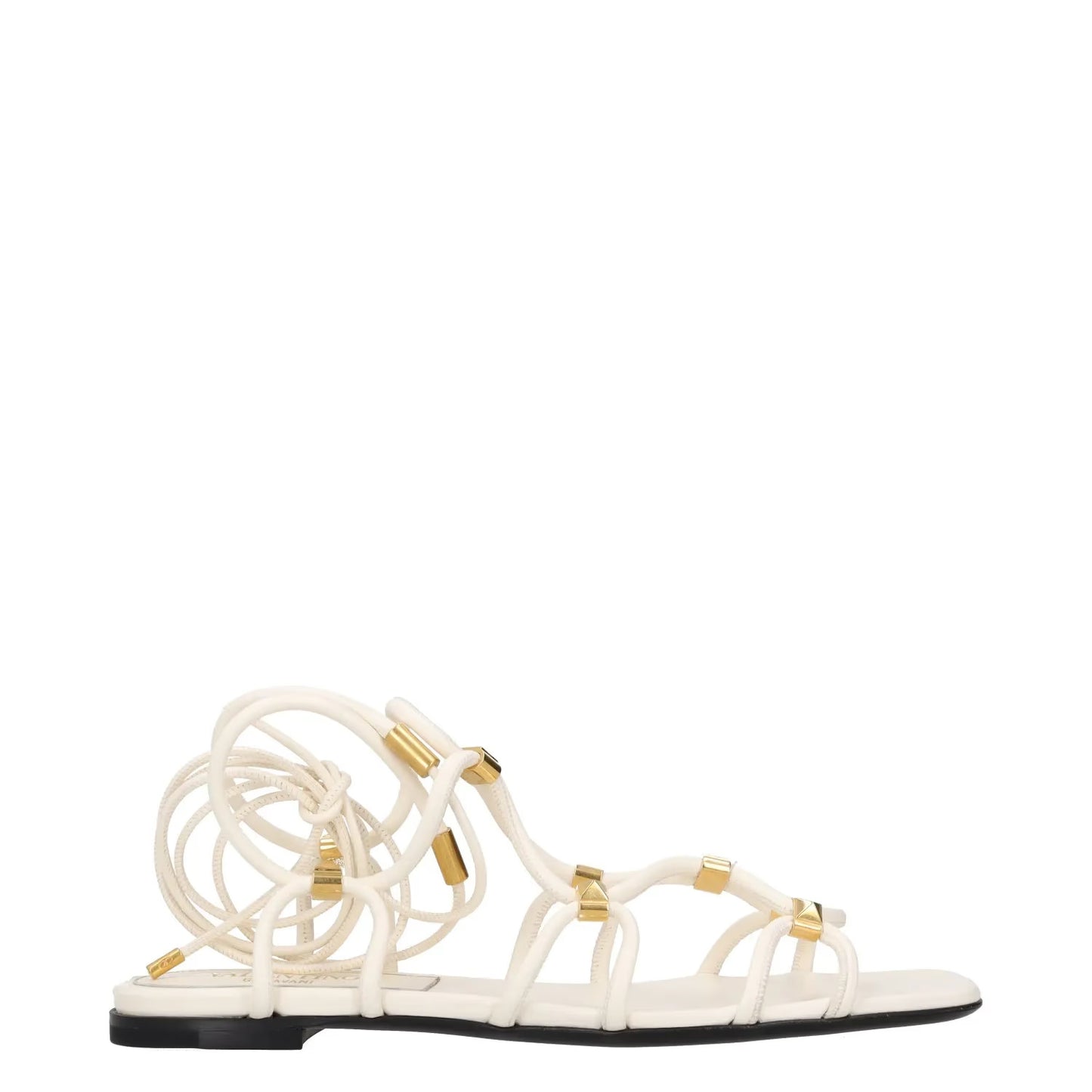 VALENTINO Womens Slingback Sandals White Leather Gold Accents UK 3 RRP 950