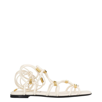 VALENTINO Womens Slingback Sandals White Leather Gold Accents UK 3 RRP 950