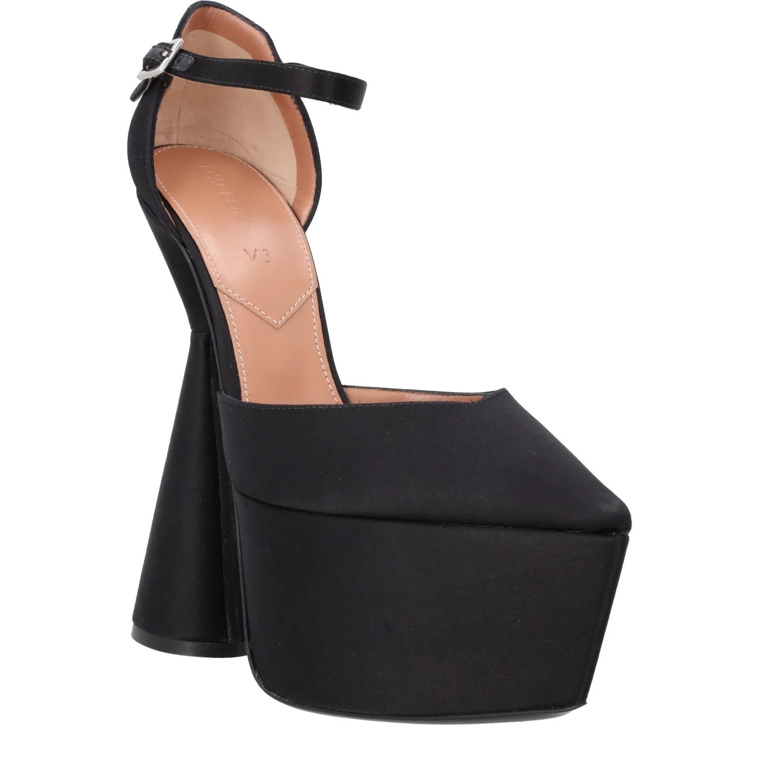D'ACCORI Womens Platform Pump 150 Black Satin Strappy Sandals UK 7 RRP 950 — View 2