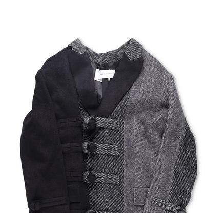 FENG CHEN WANG Mens Multi Flannel Stripe Overcoat Black Multicoloured L RRP 1275 — View 4