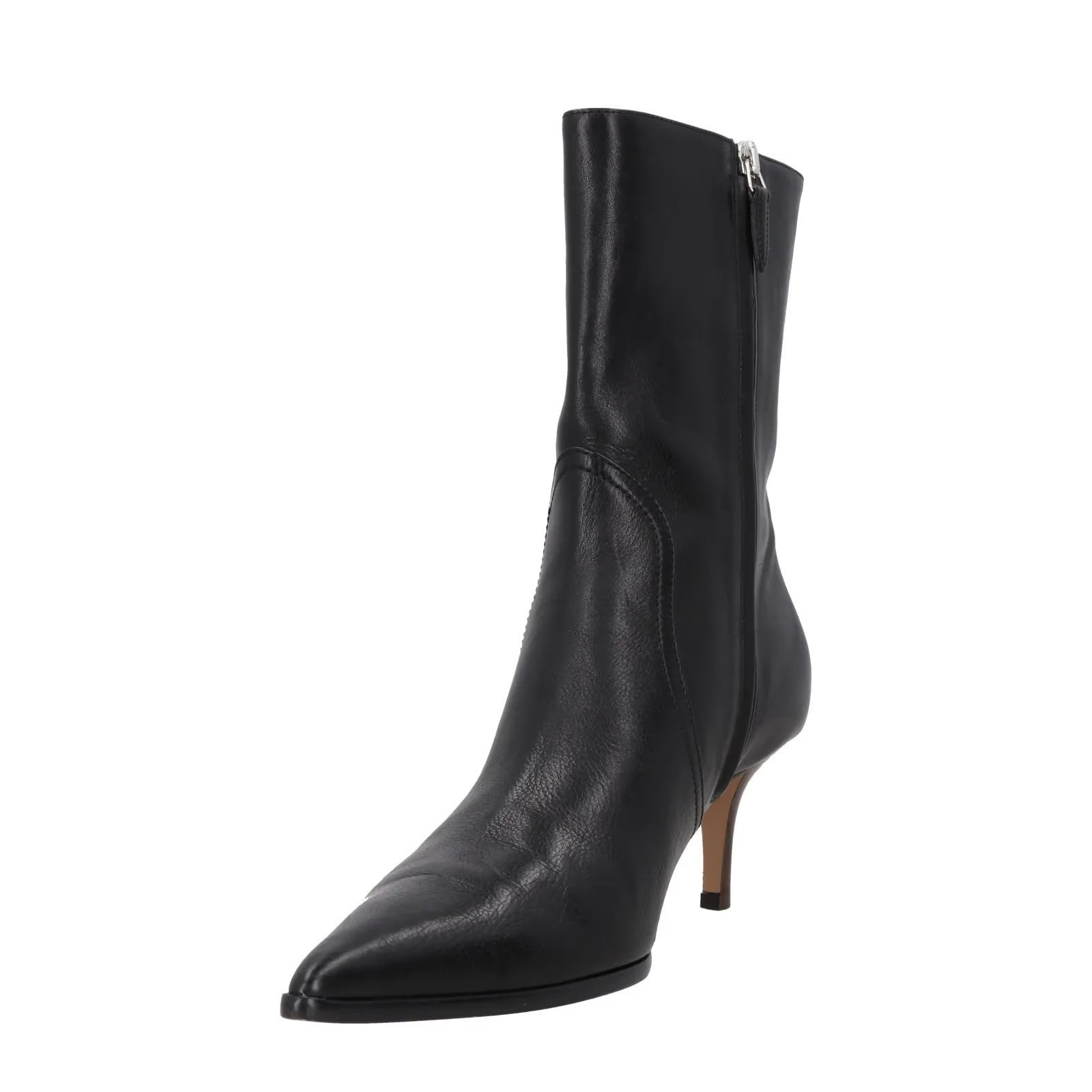 PARIS TEXAS Womens Ashley Black Leather Ankle Boot Point Kitten Heel UK7 RRP745 — View 3
