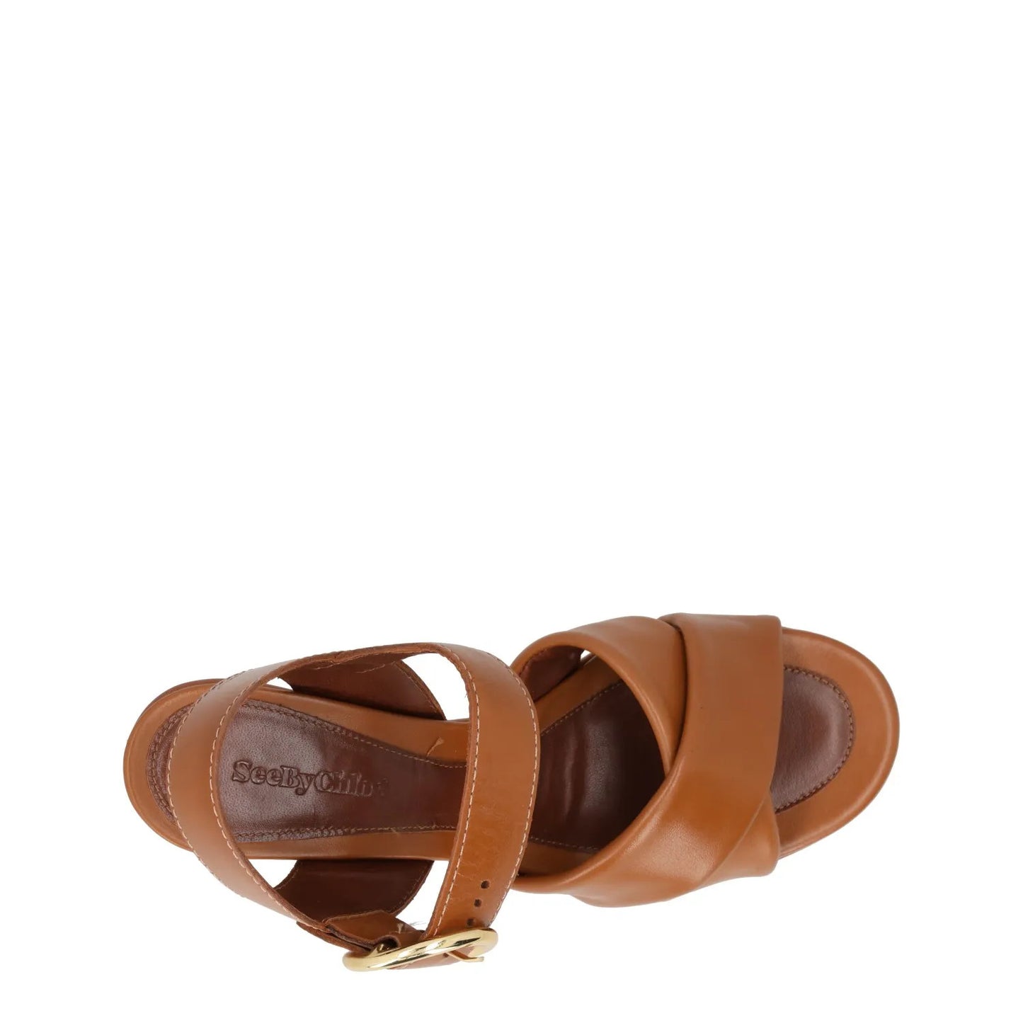 SEE BY CHLOE Womens Lyna Platform Leather Sandals Brown High Heel Tan UK8 RRP425 — View 7