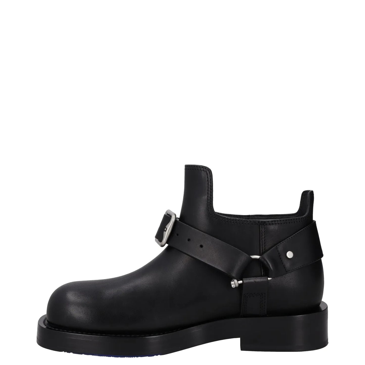 BURBERRY Mens Saddle Mini Ankle Boot Black Leather Buckle Round Toe UK10 RRP1390 — View 4