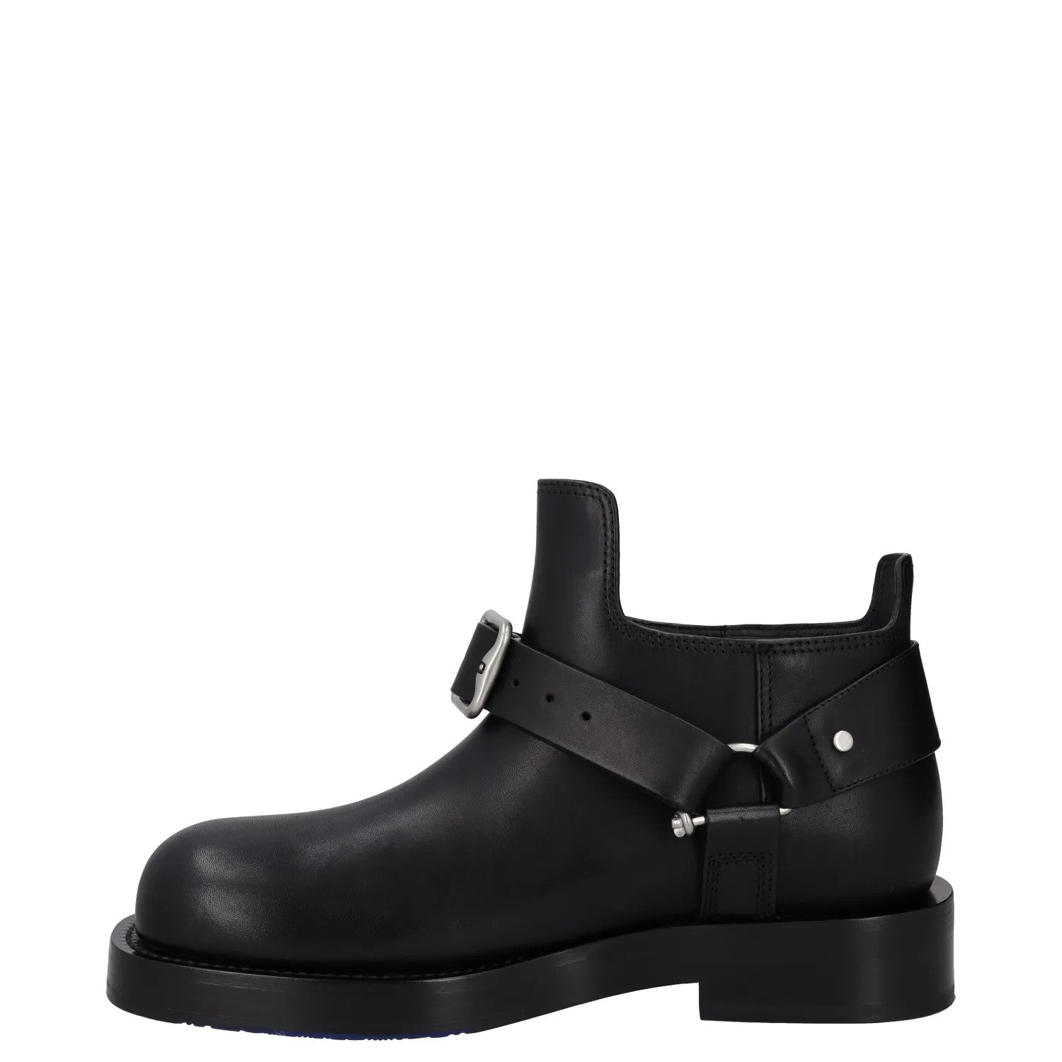 BURBERRY Mens Saddle Mini Ankle Boot Black Leather Buckle Round Toe UK10 RRP1390 — View 4
