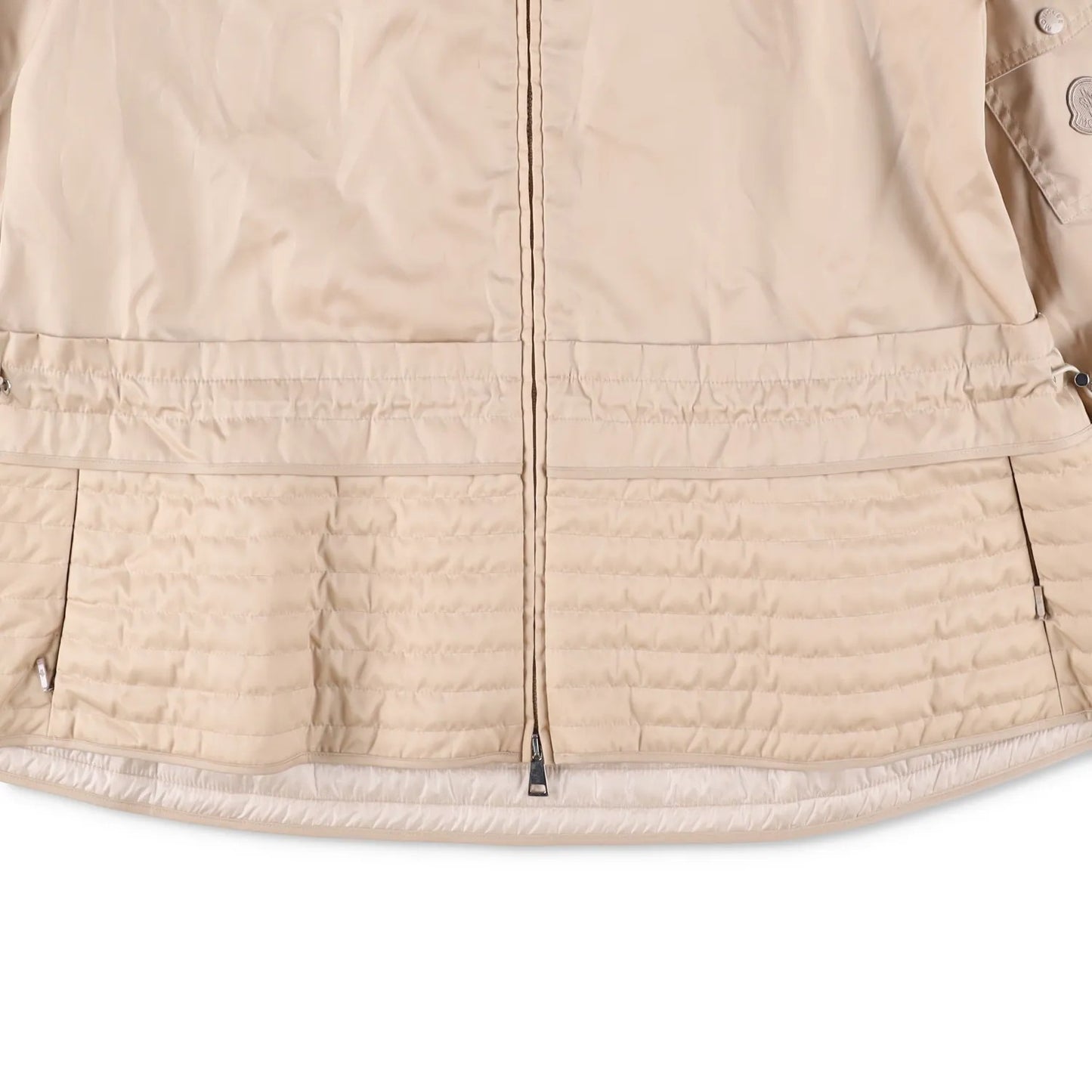 MONCLER Womens Bomber Jacket Beige Nylon Long Sleeve Quilted Zip RRP 1200 — View 3