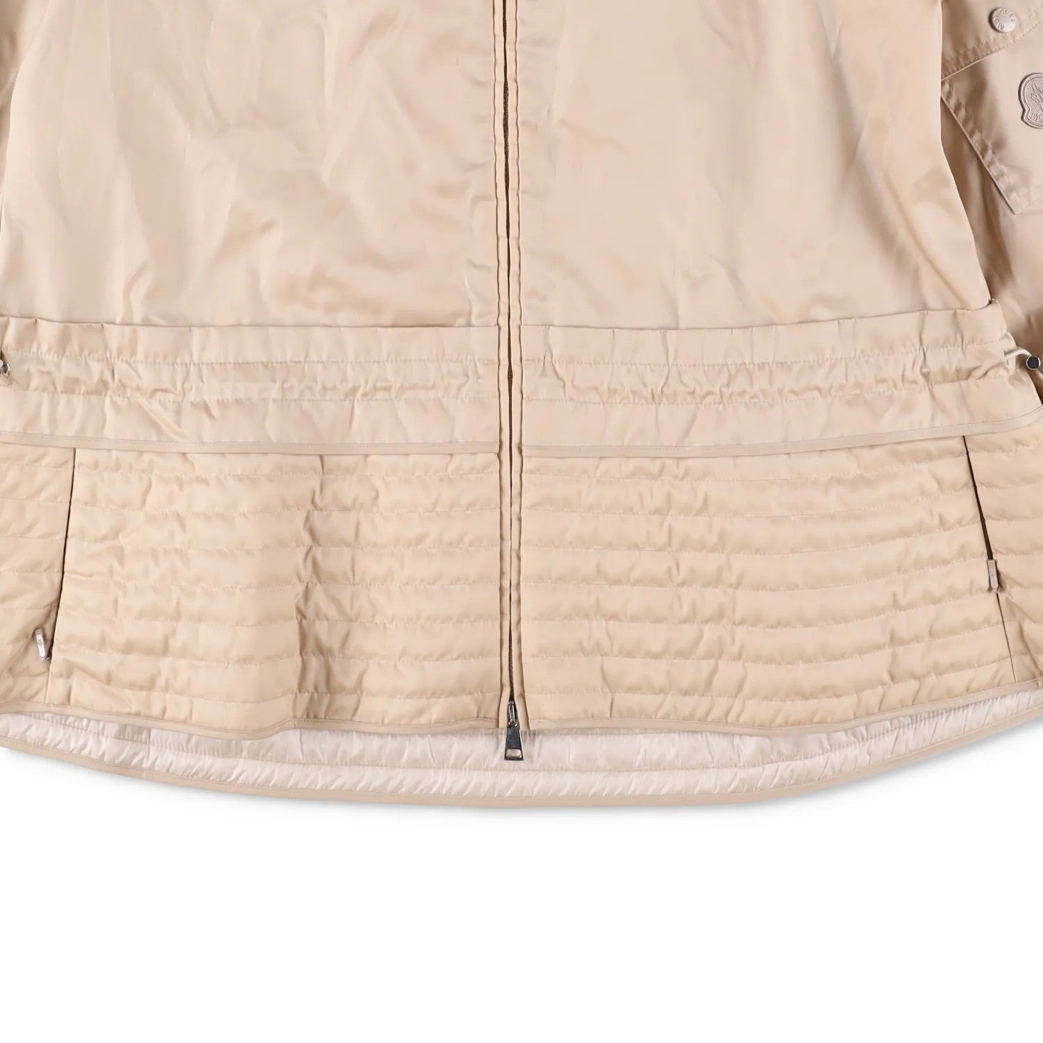 MONCLER Womens Bomber Jacket Beige Nylon Long Sleeve Quilted Zip RRP 1200 — View 3