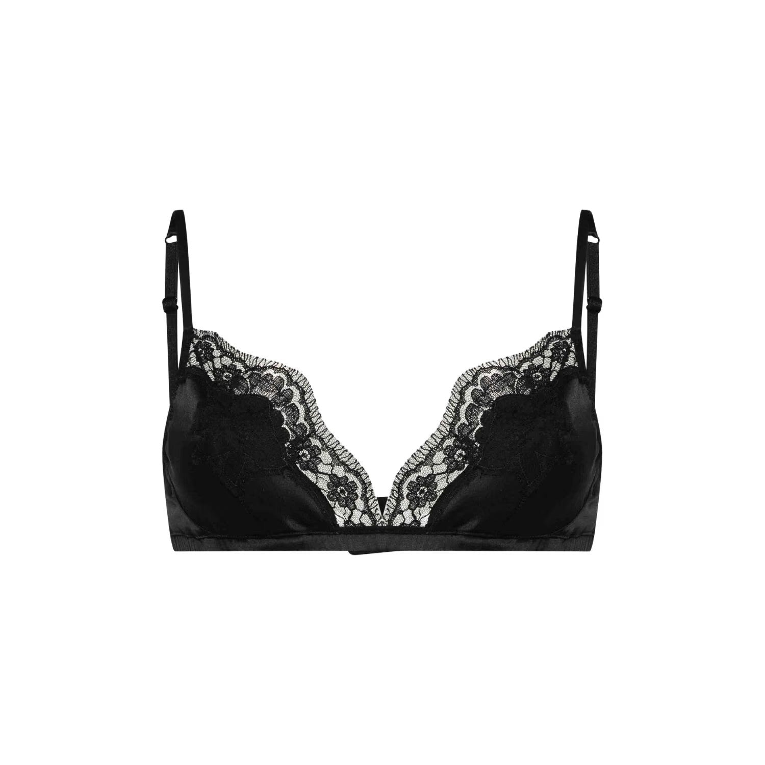 DOLCE & GABBANA Womens Silk Rggsno Bra Soft Cup Black Lace Size S RRP 233