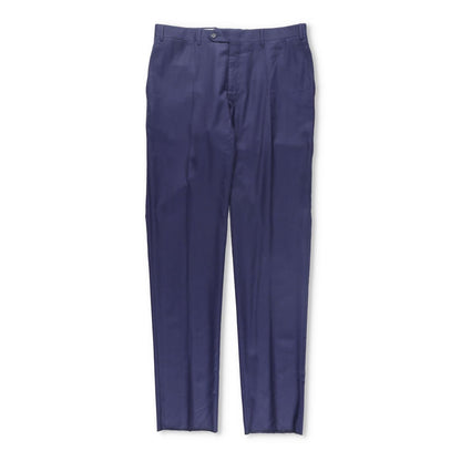 CANALI Mens Chino Trousers Wool Blue Pleated Slash Pockets Size 6 R RRP 250