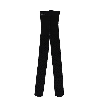 BALENCIAGA Womens Womens Tights Nylon Knitted Black Opaque Size L RRP 250