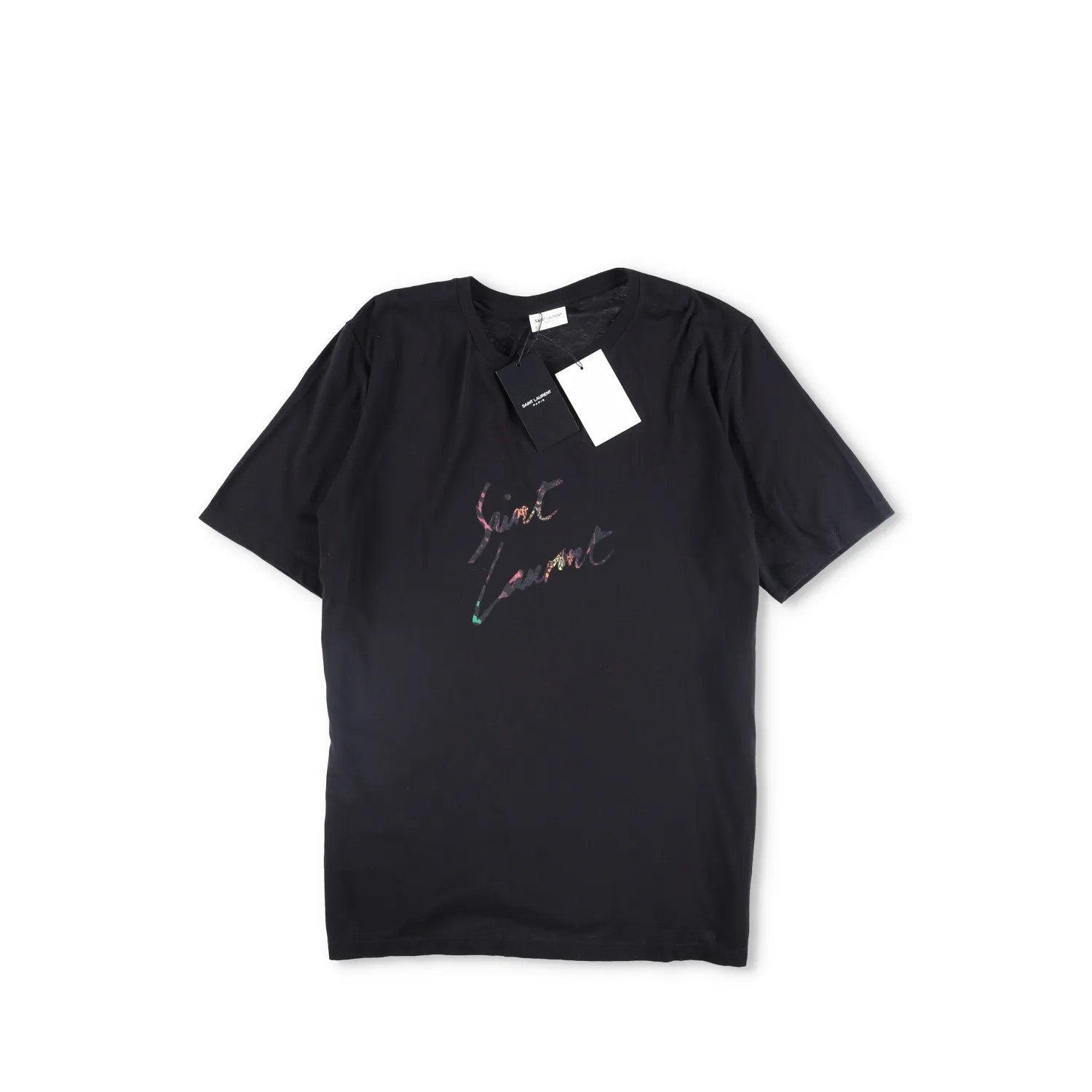 SAINT LAURENT Mens T-Shirt Cotton Black Logo Crew Neck Size XL RRP 400 — View 5