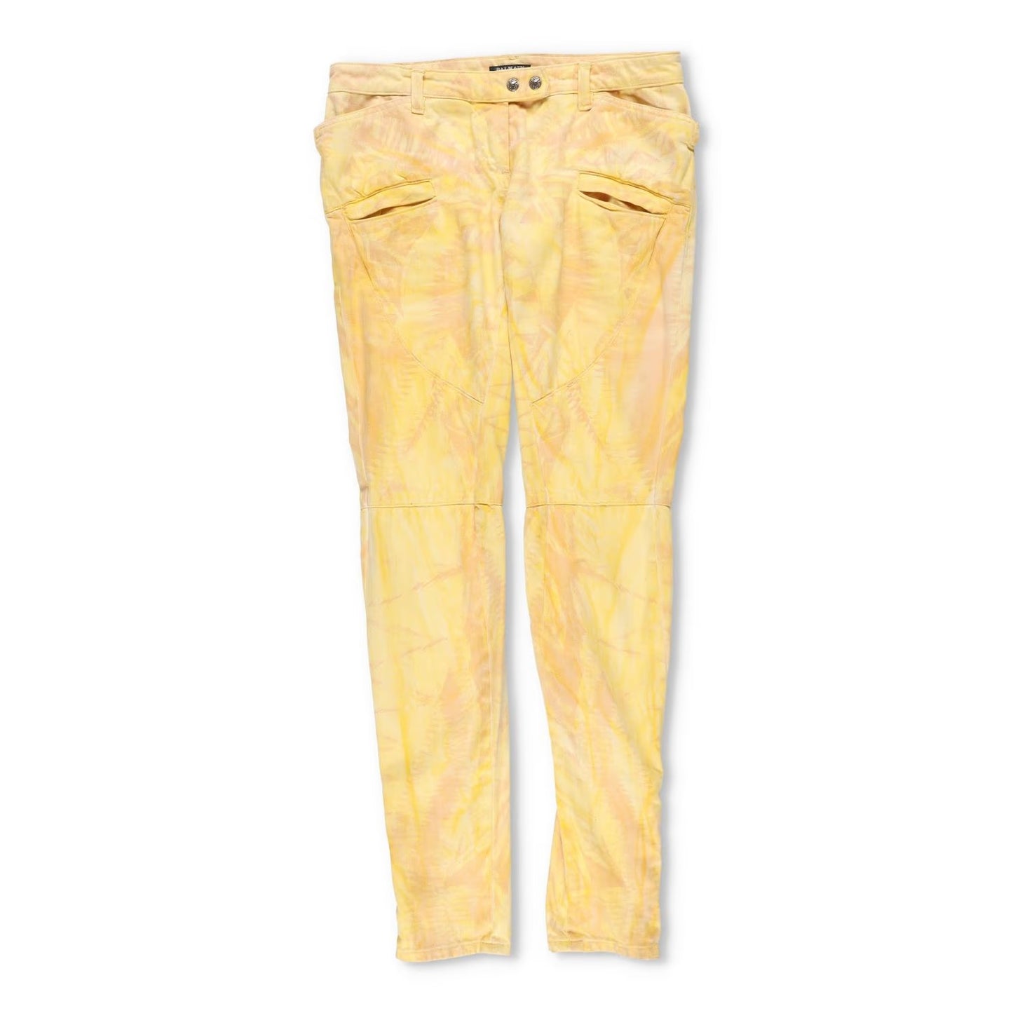 BALMAIN Womens Skinny Jeans Cotton Blend Yellow Back To Front Size 38 RRP 650