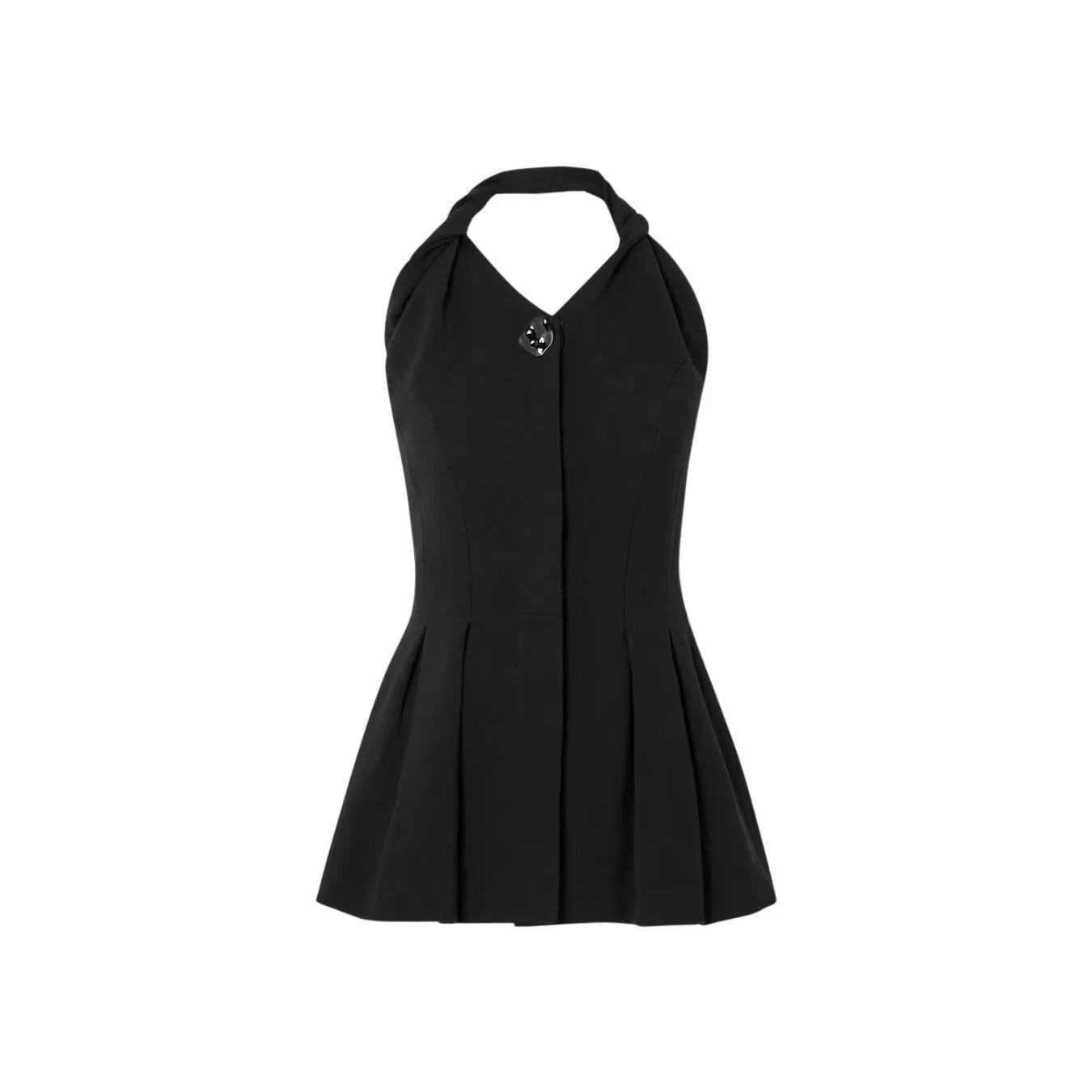 TOVE Womens Black Virgin Wool Halter Neck Crop Blouse Button Detail UK 38 RRP695