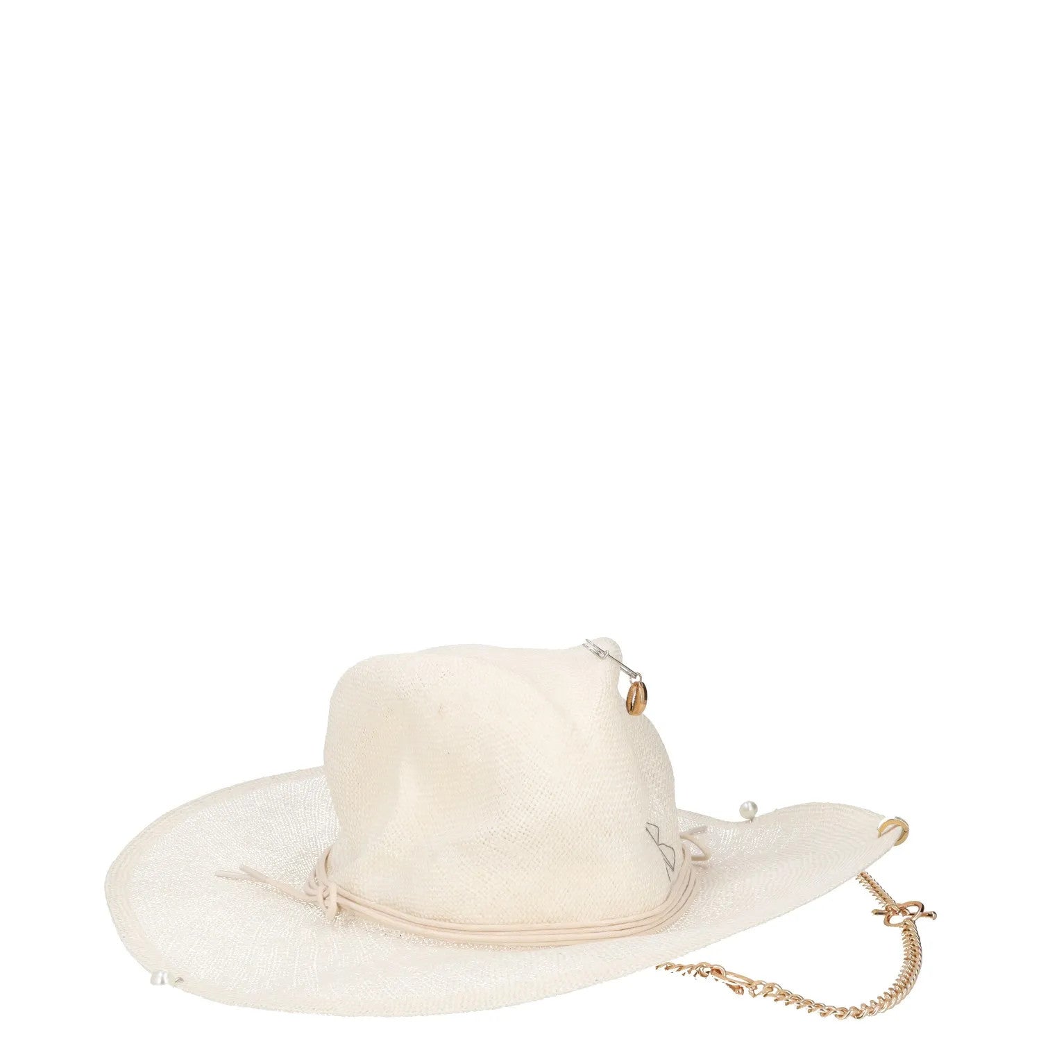 RUSLAN BAGINSKIY Womens Fedora Hat Chain Strap Neutrals Fedoras Size M RRP 345 — View 6