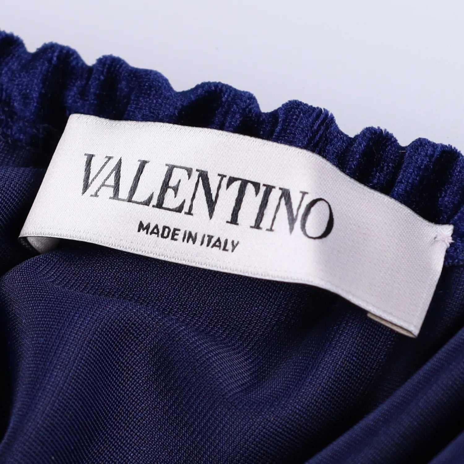 Valentino Womens Midi Dress Blue Velvet Pleated Long Balloon Sleeve XS RRP 1800 — View 8