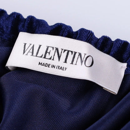 Valentino Womens Midi Dress Blue Velvet Pleated Long Balloon Sleeve XS RRP 1800 — View 8