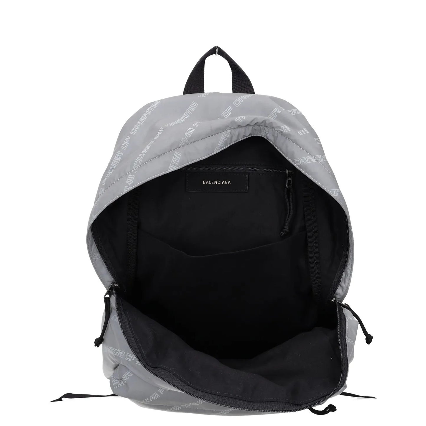 BALENCIAGA Mens Backpack Grey Nylon White All Over Logo Strap Size L RRP 950 — View 7