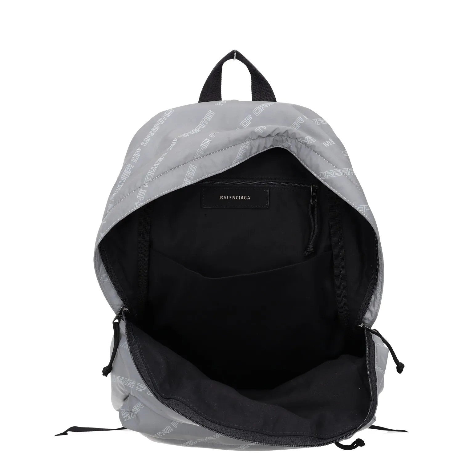 BALENCIAGA Mens Backpack Grey Nylon White All Over Logo Strap Size L RRP 950 — View 7