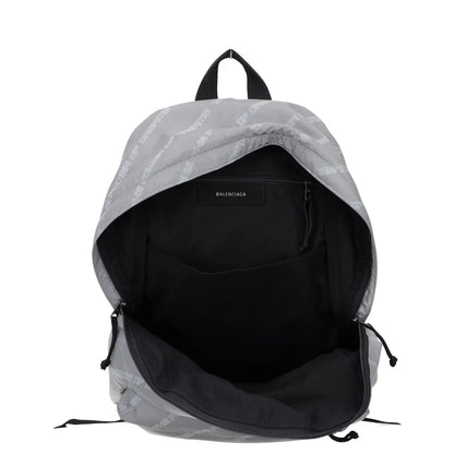 BALENCIAGA Mens Backpack Grey Nylon White All Over Logo Strap Size L RRP 950 — View 7